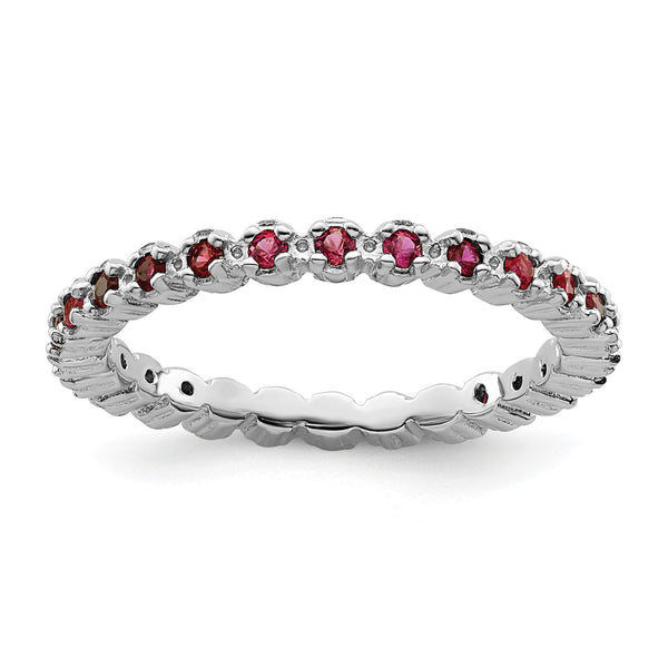 Sterling Silver Stackable Expressions Created Ruby Ring - Birthstone Company