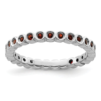 Sterling Silver Stackable Expressions Garnet Ring - Birthstone Company