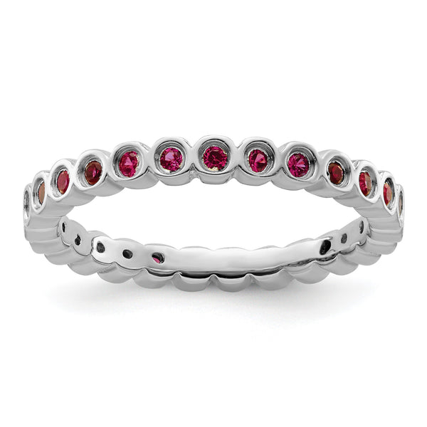 Sterling Silver Stackable Expressions Created Ruby Ring - Birthstone Company