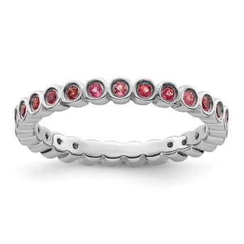 Sterling Silver Stackable Expressions Pink Tourmaline Ring - Birthstone Company