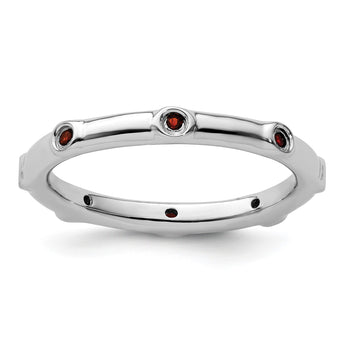 Sterling Silver Stackable Expressions Garnet Ring - Birthstone Company