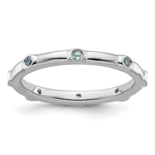 Sterling Silver Stackable Expressions Aquamarine Ring - Birthstone Company