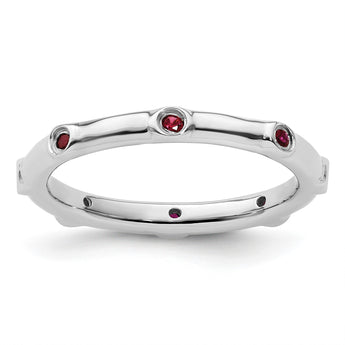 Sterling Silver Stackable Expressions Created Ruby Ring - Birthstone Company