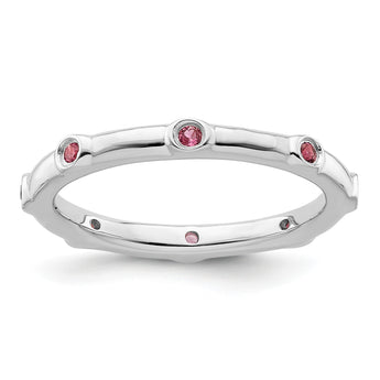 Sterling Silver Stackable Expressions Pink Tourmaline Ring - Birthstone Company