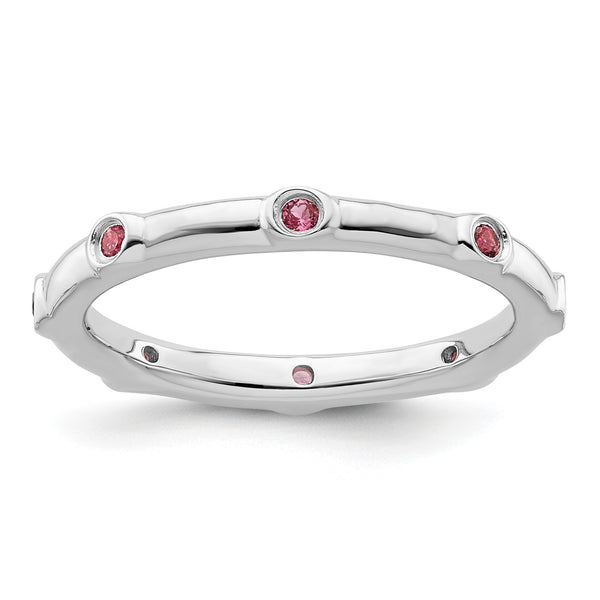 Sterling Silver Stackable Expressions Pink Tourmaline Ring - Birthstone Company