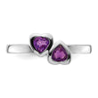 Sterling Silver Stackable Expressions Amethyst Double Heart Ring - Birthstone Company