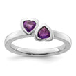 Sterling Silver Stackable Expressions Amethyst Double Heart Ring - Birthstone Company