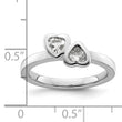 White Topaz Double Heart Ring in Sterling Silver, Size 5–10