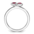 Sterling Silver Stackable Expressions Cr. Ruby Double Heart Ring - Birthstone Company