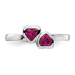Sterling Silver Stackable Expressions Cr. Ruby Double Heart Ring - Birthstone Company