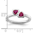 Sterling Silver Stackable Expressions Cr. Ruby Double Heart Ring - Birthstone Company