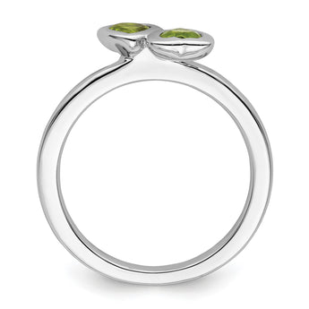Sterling Silver Stackable Expressions Peridot Double Heart Ring - Birthstone Company