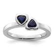 Sterling Silver Stackable Expressions Cr. Sapphire Double Heart Ring - Birthstone Company