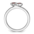 Sterling Silver Stackable Expressions Pink Tourmaline Double Heart Ring - Birthstone Company