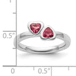 Sterling Silver Stackable Expressions Pink Tourmaline Double Heart Ring - Birthstone Company