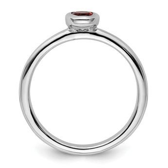 Sterling Silver Stackable Expressions Oval Garnet Ring - Birthstone Company