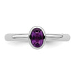 Sterling Silver Stackable Expressions Oval Amethyst Ring - Birthstone Company