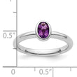 Sterling Silver Stackable Expressions Oval Amethyst Ring - Birthstone Company