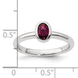 Sterling Silver Stackable Expressions Oval Rhodolite Garnet Ring - Birthstone Company
