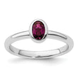 Sterling Silver Stackable Expressions Oval Rhodolite Garnet Ring - Birthstone Company