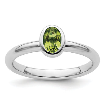 Sterling Silver Stackable Expressions Oval Peridot Ring