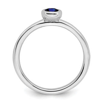 Sterling Silver Stackable Expressions Oval Created Sapphire Ring - Birthstone Company
