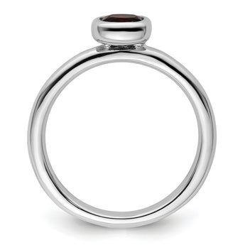 Sterling Silver Stackable Expressions Cushion Cut Garnet Ring - Birthstone Company