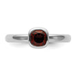 Sterling Silver Stackable Expressions Cushion Cut Garnet Ring - Birthstone Company