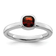 Sterling Silver Stackable Expressions Cushion Cut Garnet Ring - Birthstone Company
