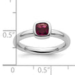 SS Stackable Expressions Cushion Cut Rhodolite Garnet Ring - Birthstone Company