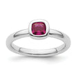 Sterling Silver Stackable Expressions Cushion Cut Created Ruby Ring