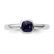 Sterling Silver Stackable Expressions Cushion Cut Cr. Sapphire Ring - Birthstone Company
