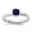 Sterling Silver Stackable Expressions Cushion Cut Cr. Sapphire Ring - Birthstone Company