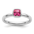 Cushion-Cut Pink Tourmaline Ring in Sterling Silver