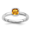 Sterling Silver Stackable Expressions Cushion Cut Citrine Ring - Birthstone Company