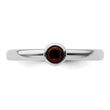Sterling Silver Stackable Expressions High 4mm Round Garnet Ring - Birthstone Company