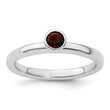 Sterling Silver Stackable Expressions High 4mm Round Garnet Ring - Birthstone Company