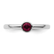 SS Stackable Expressions High 4mm Round Rhodolite Garnet Ring - Birthstone Company