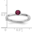 SS Stackable Expressions High 4mm Round Rhodolite Garnet Ring - Birthstone Company