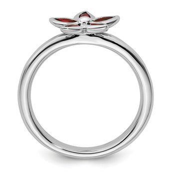 Sterling Silver Stackable Expressions Garnet Flower Ring - Birthstone Company