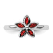 Sterling Silver Stackable Expressions Garnet Flower Ring - Birthstone Company