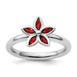 Sterling Silver Stackable Expressions Garnet Flower Ring - Birthstone Company