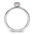 Sterling Silver Stackable Expressions Low 4mm Round Garnet Ring - Birthstone Company