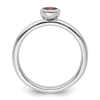 Sterling Silver Stackable Expressions Low 4mm Round Garnet Ring - Birthstone Company