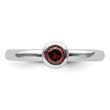 Sterling Silver Stackable Expressions Low 4mm Round Garnet Ring - Birthstone Company