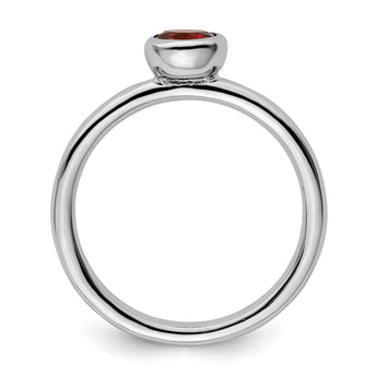 Sterling Silver Stackable Expressions Low 5mm Round Garnet Ring - Birthstone Company