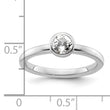Low Round White Topaz Stackable Ring in Sterling Silver, 5mm, Size 5–10