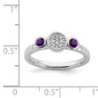 Sterling Silver Stackable Expressions Dbl Round Amethyst & Dia. Ring - Birthstone Company