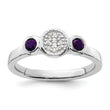 Sterling Silver Stackable Expressions Dbl Round Amethyst & Dia. Ring - Birthstone Company