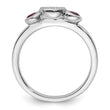 Sterling Silver Stackable Expressions Dbl Round Rhod. Garnet & Dia. Ring - Birthstone Company